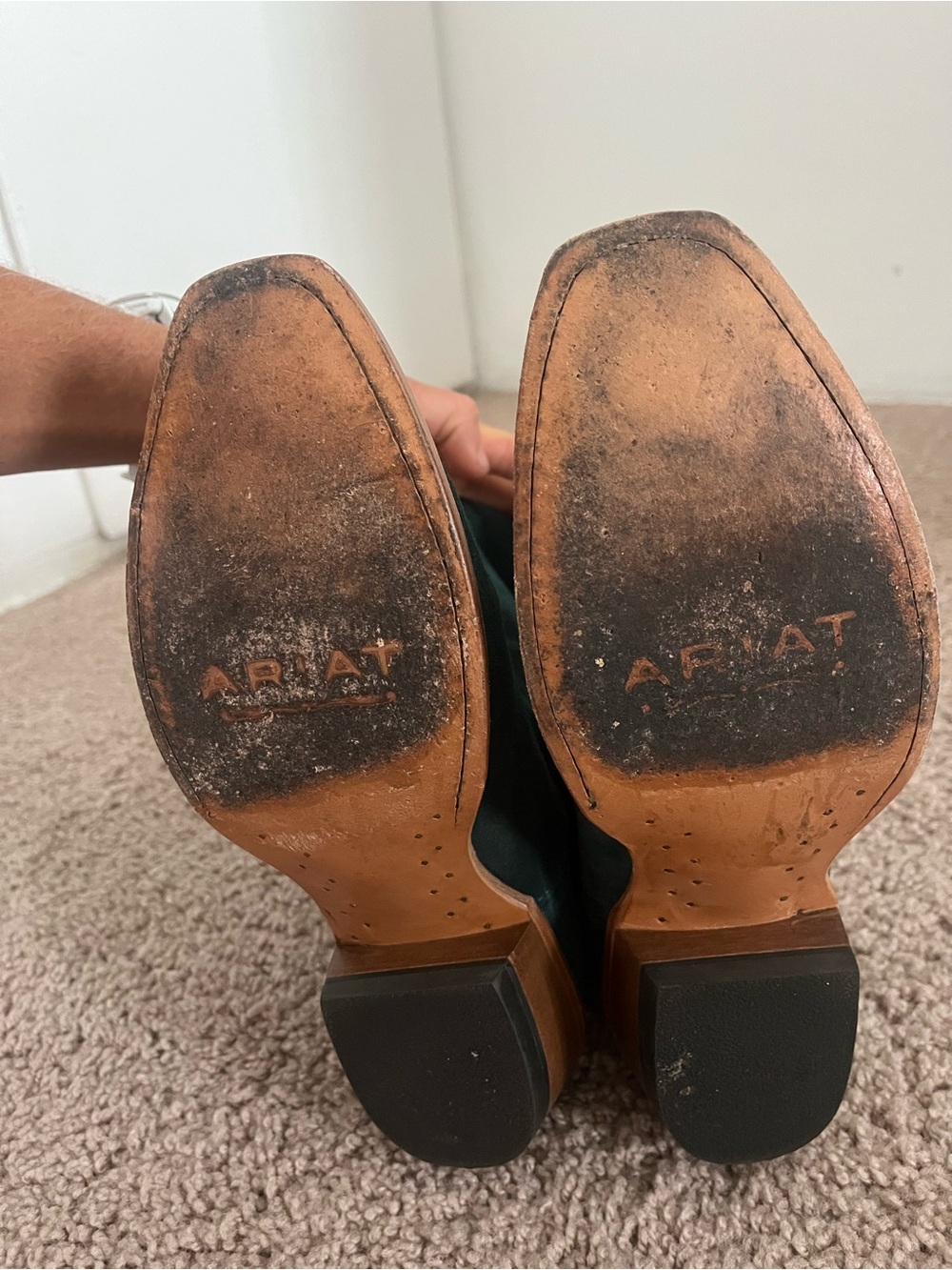 Ariat Memphis Square Toe Blue Suede and Leather Western Boots 7.5B - Picture 4 of 7